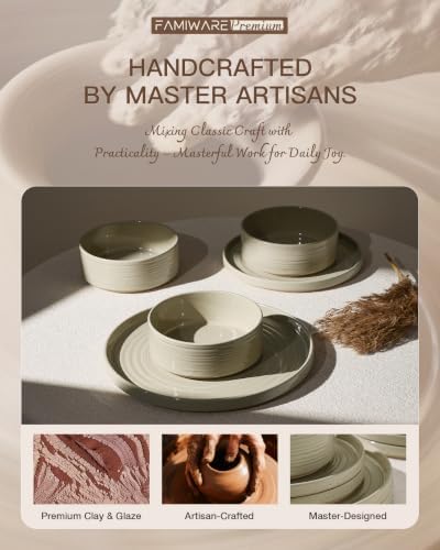 Stoneware Dinnerware Sets, Plates, Bowls, Dishes Set for 8 - Image 6