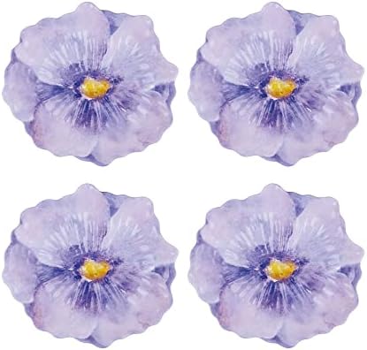 UP Lavender Melamine Dessert Plates, Floral-Shaped Small Serving Plates, for Appetizer, Snacks, and Side Dishes, Purple, 7.5 x 7 Inch, Set of 4 by UPware