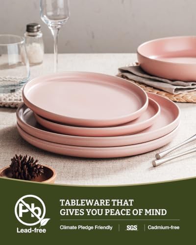 Famiware Milkyway 18-Piece Stoneware Dinnerware Set, Light Pink - Image 6