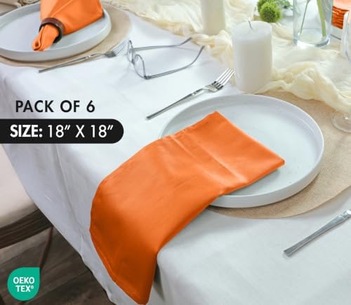 Ruvanti Cloth Napkins Set of 6, Cotton Enrich 18”x18” - Orange/Fall - Image 6