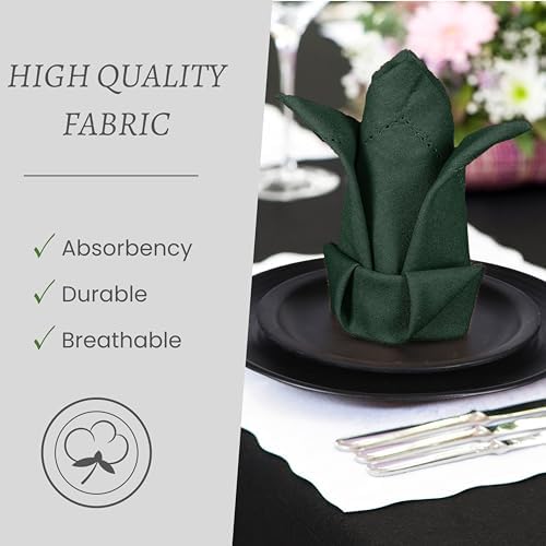 TWINY threads 12 Pieces 100% Cotton Cloth Napkins, 18"x18", Olive Green - Image 4