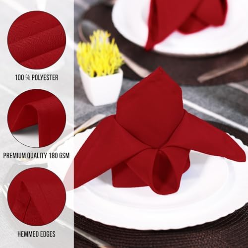 Utopia Home [12 Pack, Red] Cloth Napkins 17x17 Inches, 100% Polyester - Image 6
