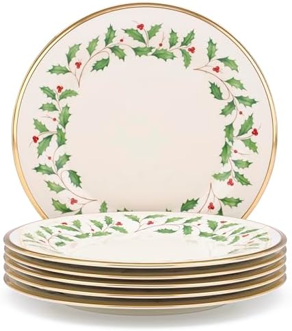 Lenox Holiday Porcelain Christmas Dinner Plate Set for 6 by Lenox
