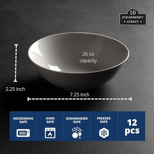 10 Strawberry Street 7" Catering Coupe Cereal Bowl, Set of 12,White - Image 6
