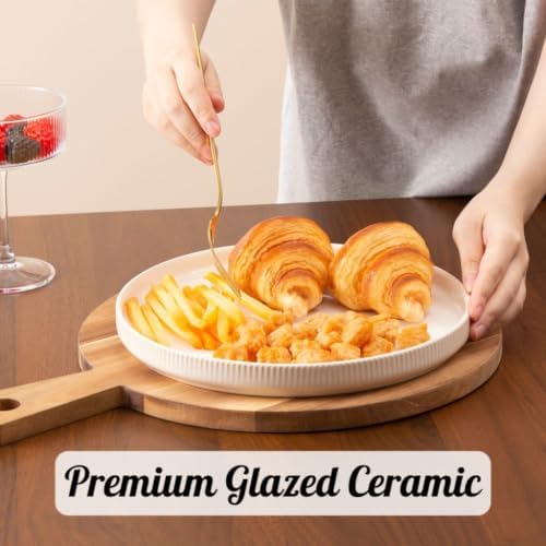 Ceramic Dessert Plates/Appetizer Plates, 8 Inch Beige, Set of 6 - Image 4