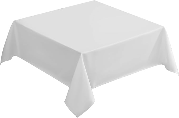 VidaFete 1 Pack Square Tablecloth 52 x 52 Inch Tablecloths Stain Wrinkle Resistant Polyester Dining Table Cover for Kitchen Dinning Party Wedding Rectangular Tabletop Buffet Decoration(White)