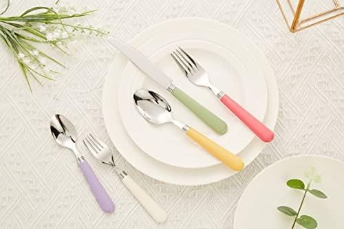ANNOVA Silverware Set 20 Pieces Stainless Steel Cutlery Color Handle Flatware - 4 x Dinner Knife; 4 x Dinner Fork; 4 x Salad fork; 4 x Tablespoon; 4 x Teaspoon (Mix Solid) - Image 4