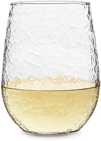 Libbey Hammered Stemless All-Purpose Wine Glasses, 17-ounce, Set of 8