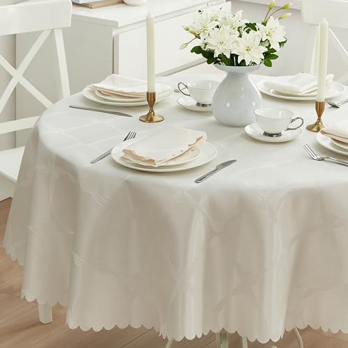 Newbridge Holiday Ribbons Bows Ivory 70" Round Tablecloth - Image 6