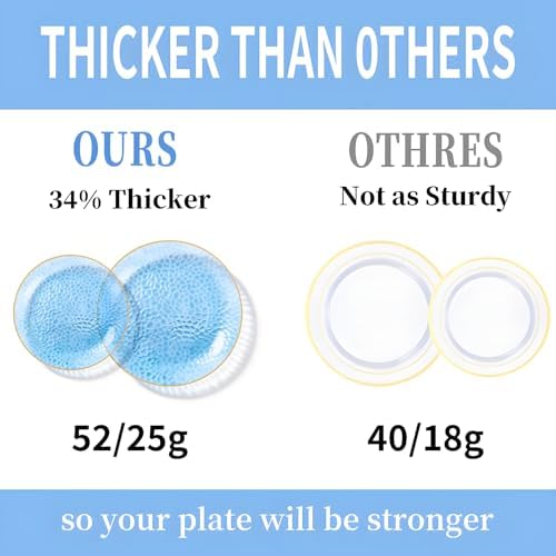 350PCS Blue Plastic Dinnerware Set, Blue and Gold Plastic Plates - Image 5