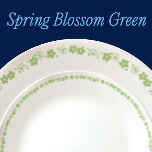 Corelle Vitrelle 18 Piece Glass Dinnerware Sets Service for 6, Triple Layer Chip & Crack Resistant Glass Plate and Bowl Sets, Spring Blossom Green - Image 2