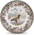 Spode Woodland Canadian Goose Salad Plate - 8" Fine Earthenware with British Flowers Border for Appetizers, Salads, Desserts - Microwave, Oven, Freezer, Dishwasher Safe, Made in England by Spode