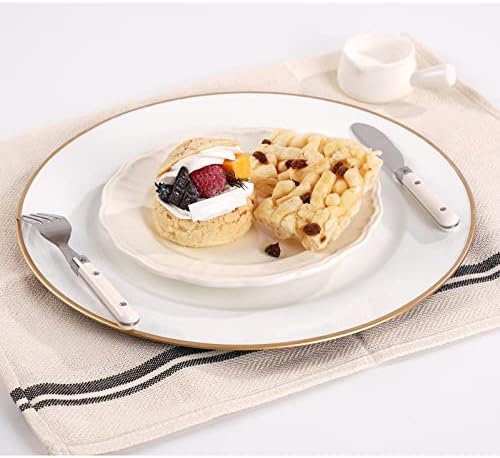 MAONAME White Charger Plates Set of 6, Plastic Plate Chargers with Gold Rim - Image 2