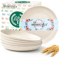 Homienly Small Dessert Plates 8 Inch Wheat Straw Deep Plates Set of 6 Unbreakable Salad Plates for Party,Camping Microwave & Dishwasher Safe Plates Set for Kitchen,Dorm,Gatherings (Beige) by HOMIENLY