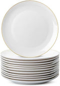 BTaT- White Porcelain Dinner Plates, Set of 12, 10.5" Gold Rimmed, Classic Style, Formal Dining by BrewToATea