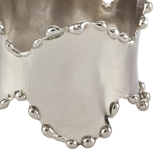 SARO LIFESTYLE Beaded Edge Metal Napkin Rings (Set of 4) - Classic Design Napkin Holders with Scalloped Rim for Formal Dining, Holiday Tables, Dinner Parties, and Special Occasions, Silver - Image 4