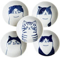 Japanese Cat Ceramic Small Plates - Set of 5 - Great Gift for Cat Lovers, 5 Cats 3.5in by LOVELOVEJAPAN