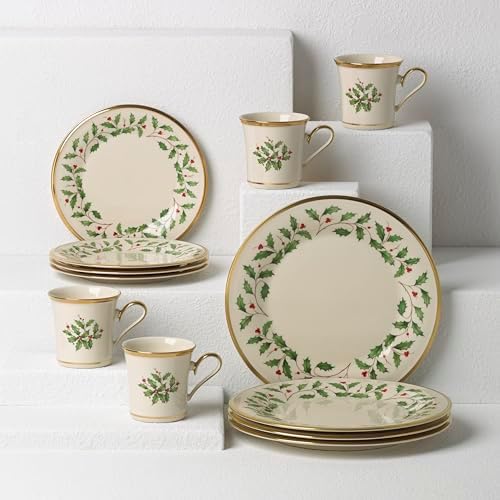 Lenox Holiday Christmas Porcelain 12-Piece Dinnerware Set with Mugs - Image 5