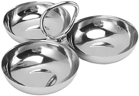 3-Compartment Snack Plate Stainless Steel Divided Serving Dish - Image 3