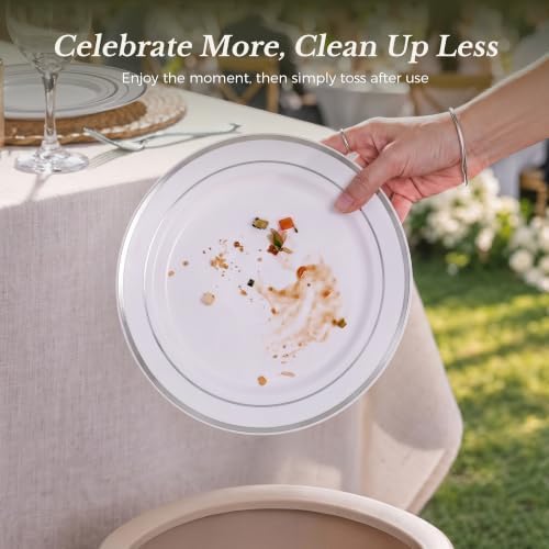 Goodluck 250 PCS Silver Rim Plastic Plates and Cutlery Set for 50 Guests - Image 6