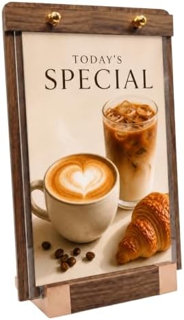 1 Pack 6 x 8 Wood Sign Holder with Slanted Base, Vertical Display by VISUP