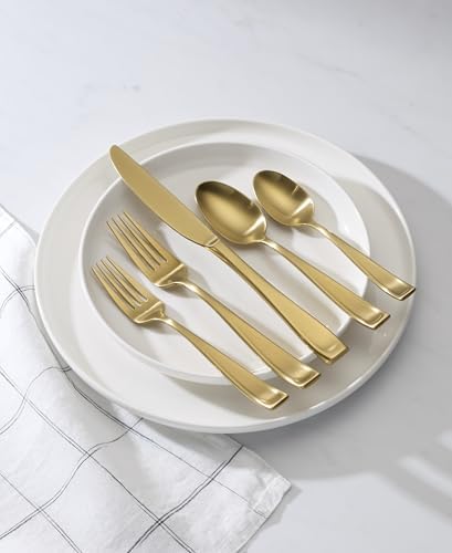 Oneida Moda Gold Satin 20-Piece 18/10 Silverware Set for 4, Flatware - Image 6