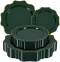 WDF 50PCS Green Plastic Plates Fancy Green Disposable Plates for Party by WDF