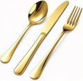 60 Piece Gold Silverware Set for 20, Stainless Steel Forks Spoons and Knives Set, Finish Gold Flatware, Dishwasher Safe for Family Picnics Daily Gatherings by Unknown
