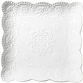 YBKTEX Ceramic Plate, Square Embossed Lace Plate (White, 6-inch) by YBK+Tech