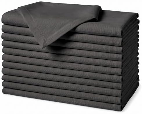 EHouseHome Waterproof Faux Linen Dinner Napkins, Set of 12, 17 x 17, Black by EHouseHome