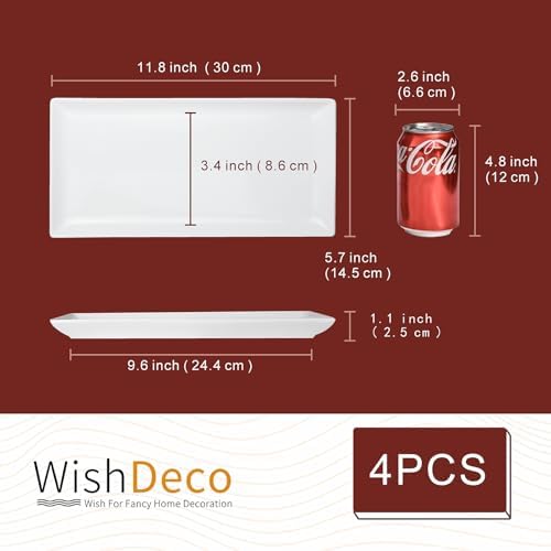 WishDeco Ceramic Serving Platters Set of 4, Rectangle Serving Trays 12 Inch - Image 3