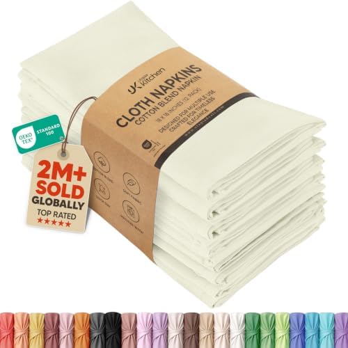 Utopia Kitchen Cotton Blend Ivory Cloth Napkins [12 Pack, 18x18 Inch] by UTOPIAKITCHEN