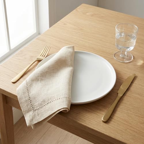 The Beer Valley Set of 12 Flax Hemstitch Cloth Napkins 20x20 Inch - Natural - Image 4