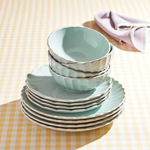 Lenox French Perle Scallop Ice Blue 12-Piece Dinnerware Set for 4 - Image 3