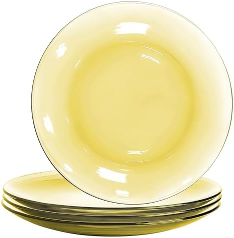 STP GOODS Glass Plates Set of 4 – Borosilicate Salad & Dessert Plates, Transparent Glass Appetizer Plates, Microwave & Dishwasher Safe Tableware by STP-Goods