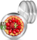 Stainless Steel Plates, 4 Pack 5.5 inch 304(18/8) Metal Food Serving Plate Set, Reusable Snack Eating Dishes Round Shatterproof Plate Silver Dinnerware for BBQ Dinner Oven Dishwasher Safe by Offiper