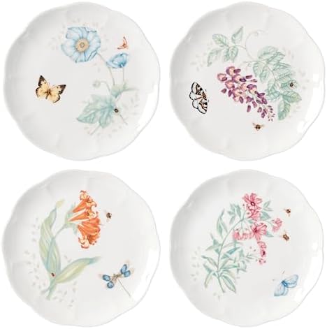 Lenox Butterfly Meadow 4-Piece Accent Plate Set, 3.79, Multi,White by Lenox