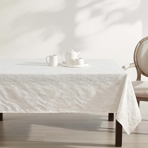 Laura Ashley Wrinkle Resistant Annaleigh Tablecloth, 60" x 84", Ivory - Image 4