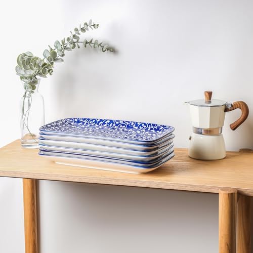 Selamica Ceramic 12 Inch Serving Platters Set of 6, Vintage Blue - Image 7