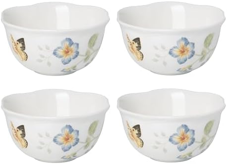 Lenox Butterfly Meadow Porcelain 12oz Dessert Bowl Set for 4 (4-Piece) by Lenox