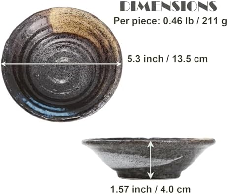 5.3 inches Serving Plates Set of 5, Rough Cut Shape Pottery, Dishwasher and microwave safe,Japanese Traditional Style and Color, Dessert plates, Appetizer Plates, Salad Plates (Deep Plate) - Image 5