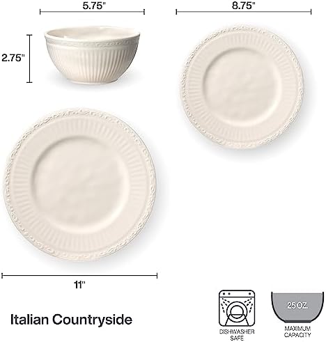 Mikasa Italian Countryside 12 Piece Melamine Outdoor Dinnerware Set, Service for 4 - Image 4