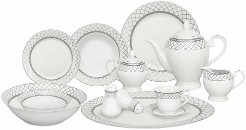 Lorren Home Trends 57-Piece Porcelain Dinnerware Set, Verona, Service for 8 by LorrenHomeTrends