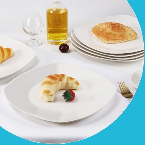 Square Dinner Plates, Set of 6, White, 10.5 Inch - Image 5