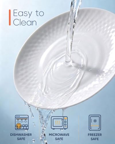 LaGlint 8.5 Inch Flat Salad Plate Set of 6, White Geometric Opal Glass - Image 4