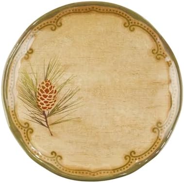 UP Woodland Pinecone Melamine Round Dessert Plates, Small Serving Plates, for Appetizer, Snacks, and Side Dishes, Beige, 6 Inch, Set of 4 - Image 4