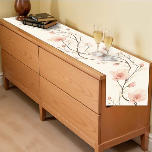 ANNA QUEEN Floral Table Runner and Placemats Set of 6, 13"x72" Beige Blossom Table Runner with 12"x18" Placemats, Flower Dining Table Decor for 4 to 6 People, Elegant Kitchen Set - Image 7