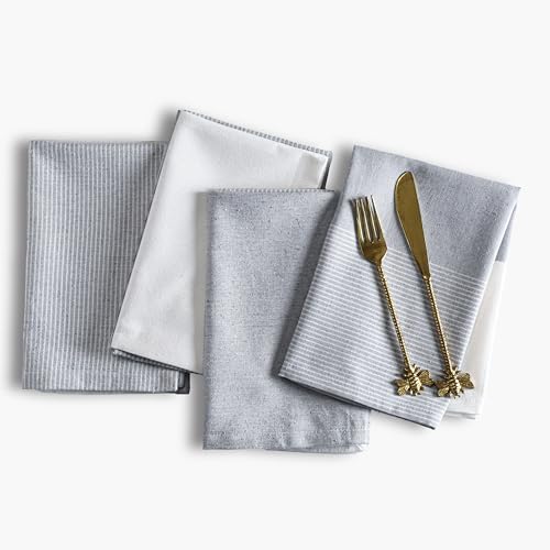 Grey Cotton Cloth Napkins Set of 4, 18x18 Inch by Palisa