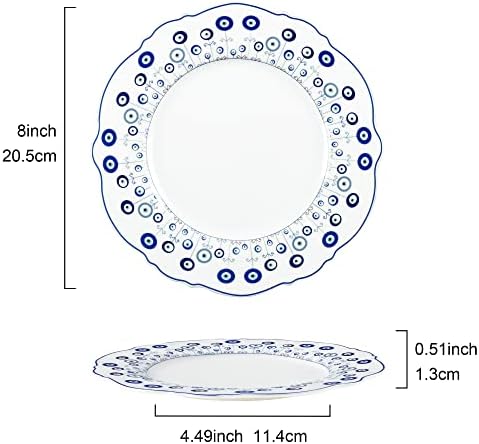 fanquare Boho Style Evil Eye Ceramic Dessert Plates Set of 4 - Image 6