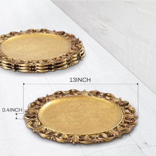 MAONAME 13" Antique Gold Charger Plates Set of 4, Round Plate Chargers - Image 4